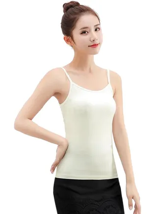 Solid Spaghetti Strap Solid Slim Fit Vest white 