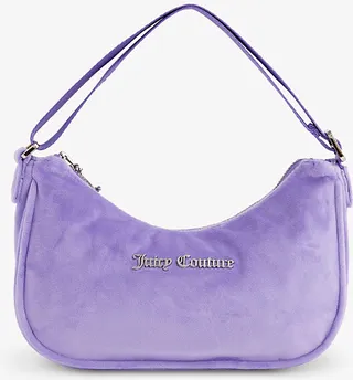 Womens Violet Tulip Logo-plaque Velour Shoulder bag
