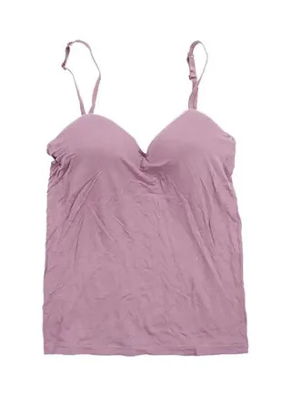 Padded Bra Tank Top V Neck Solid Color Camisole Straps Push Up Vest Purple 