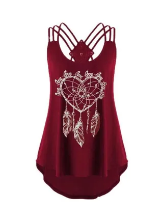 Summer Casual Tank Top Wine Red 