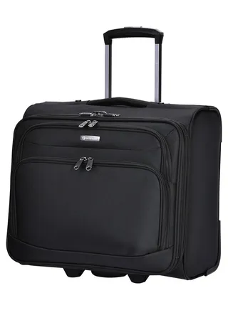 Premium Rolling Laptop Bag TSA Friendly Opening 2 Wheeled Pilot Case Trolley with RFID Pockets V021 Black 