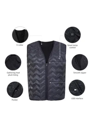 Electric Vest Temperature Control Heating Black 