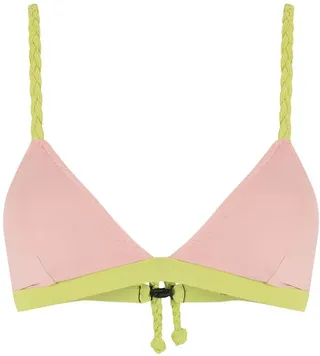 Contrast-Trim Triangle Bikini Top