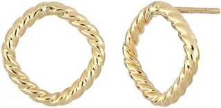 14K Gold Textured Open Shape Stud Earrings