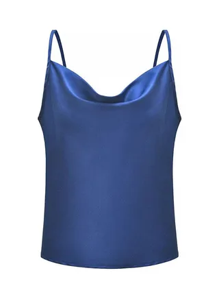 Solid Backless Tank Top Blue 
