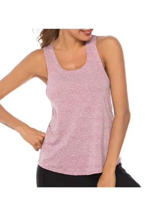 Racer Back Solid Sleeveless Tank Top Purple 