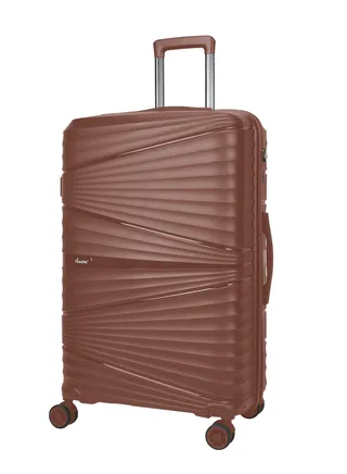 Hard Case Medium Checked Luggage Trolley For Unisex Polypropylene Lightweight 4 Double Wheeled Suitcase With Built In TSA Type Lock Travel Bag KH1005 Rose Gold 