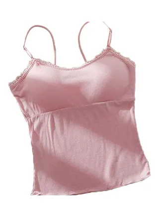 Padded Underwear Sleeveless Vest Top Pink 
