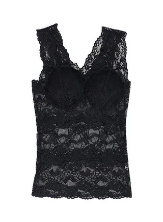 Lace See Through Padded Vest Black 