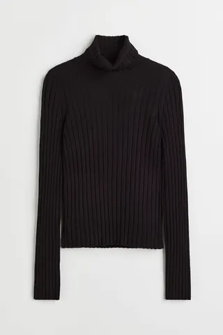 Rib-knit Turtleneck Top