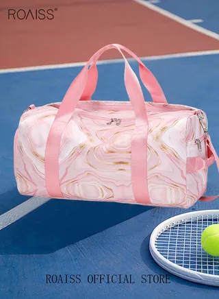 New Trend Travel Duffel Bag Marble Pattern Sports Gym Tote Bag Shoulder Crossbody Overnight Bag for Women Men Weekender Labor Delivery Bag 