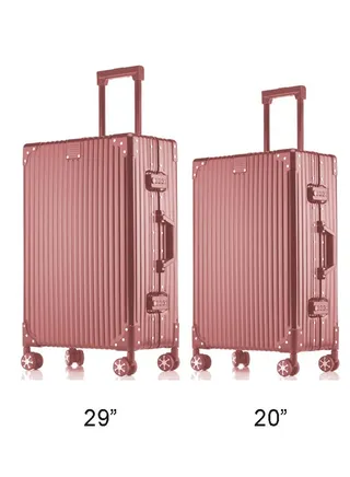 Set of 2 Hardcase Travel Suitcase Al-Mg Alloy Luggage Trolley With 4 Spinner Wheel 29 Inch And 20 Inch 