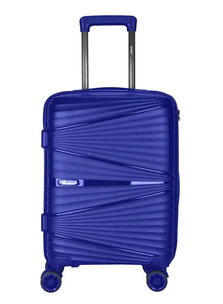 Hard Case Carry On Luggage Trolley For Unisex Polypropylene Lightweight 4 Double Wheeled Suitcase With Built In TSA Type Lock Travel Bag KH1005 Blue 