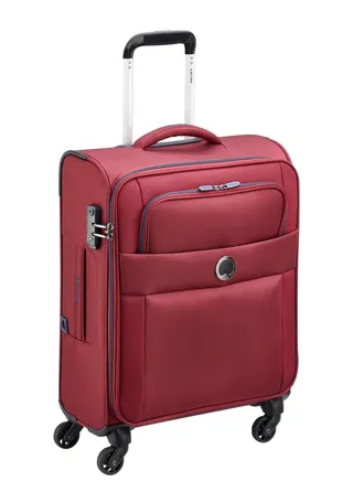 Delsey Cuzco 55cm Softcase 4 Wheel Cabin Luggage Trolley Case Red - 00390680104 