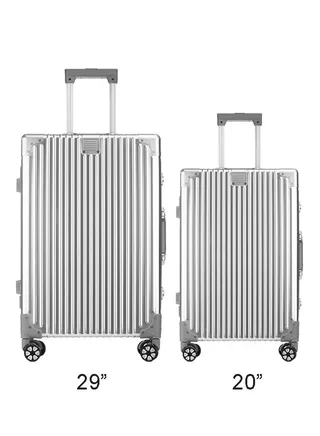 Set of 2 Hardcase Travel Suitcase Al-Mg Alloy Luggage Trolley With 4 Spinner Wheel 29 Inch And 20 Inch 