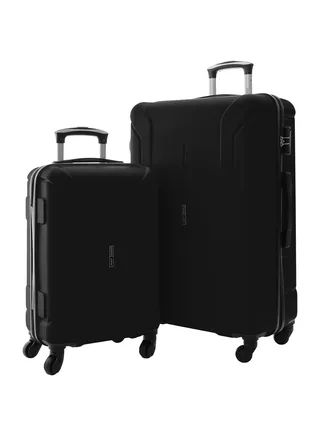 Avo ABS Hardside Spinner Luggage Trolley Set Black 
