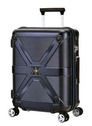 Hard Case Travel Bag Cabin Luggage Trolley Polycarbonate Lightweight Suitcase 4 Quiet Double Spinner Wheels With Tsa Lock KJ97 Night Blue 