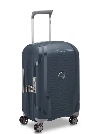 Delsey Clavel 55cm Hardcase 4 Double Wheel Expandable Cabin Luggage Trolley Blue Jean 