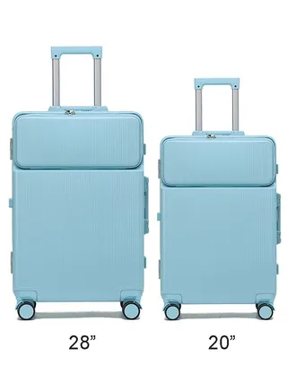 Set of 2 Premium Expandable Aluminum Frame ABS & PC Suitcase With USB Charging Port 28 Inch And 20 Inch 