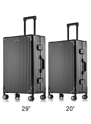 Set of 2 Hardcase Travel Suitcase Al-Mg Alloy Luggage Trolley With 4 Spinner Wheel 29 Inch And 20 Inch 