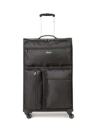 Softside Medium Check in Luggage Trolley Black 
