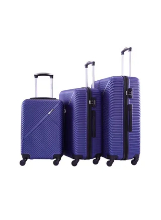 Vizro 3-Piece ABS Hardside Spinner Luggage Trolley Set Navy 