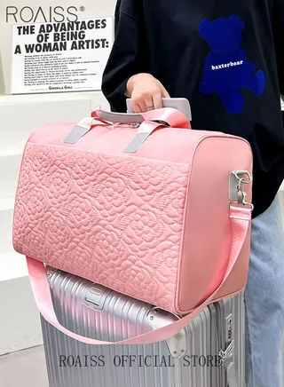 Floral Travel Duffel Bag Large Capacity Lightweight Waterproof Oxford Fabric Multipurpose Shoulder Luggage Bag for Fitness Sports Training Trip for Unisex 
