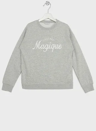 Kids Embroidered Message Sweatshirt 