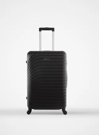 Sparkle ABS Hardside Spinner Checked In Large Luggage Trolley 28 Inch Black 