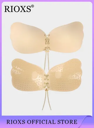 Women's Push Up Invisible Bra Deep V Shaped Adhesive Backless Strapless Bra Patch Silicone Nipple Patch 