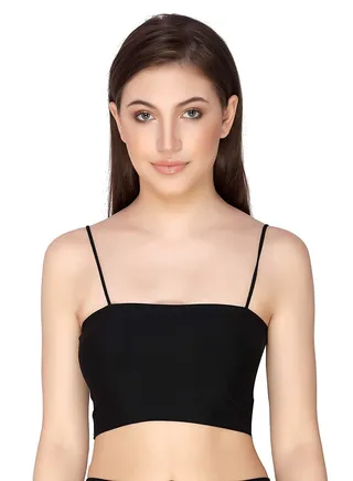 Women’s Ice Silk Seamless Padded Tube Bra, Free Size,Black 