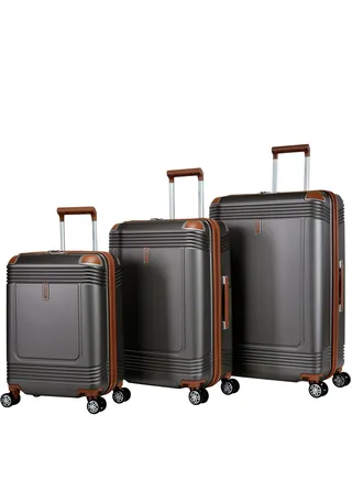 Hard Case Suitcase Trolley Luggage Set of 3 Polycarbonate Lightweight 4 Quiet Double Spinner Wheels Travel Bags With TSA Lock KK10 Gold Grey 