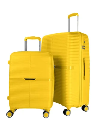 Buzz 2 Piece Polypropylene Hardside Spinner Luggage Trolley Set 20/28 Inch Yellow 