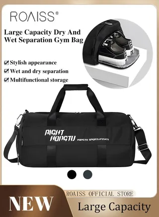 Large Duffel Bag Gym Bag Travel Luggage Independent shoe Compartment Dry and Wet Separation Foldable Storage Bag Pouch Tote Bag Waterproof Clothing Storage Folding Bag 