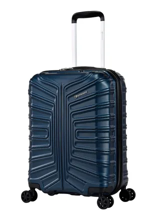 Hard Case Travel Bag Cabin Luggage Trolley TPO Lightweight Suitcase 4 Quiet Double Spinner Wheels with TSA Lock KK30 Dark Navy 
