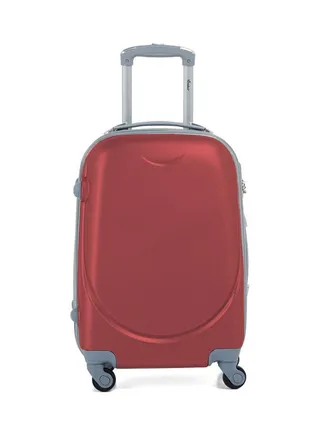 Hard Case Travel Bag Medium Checked Luggage Trolley ABS Lightweight Suitcase with 4 Spinner Wheels KH134 Burgundy 