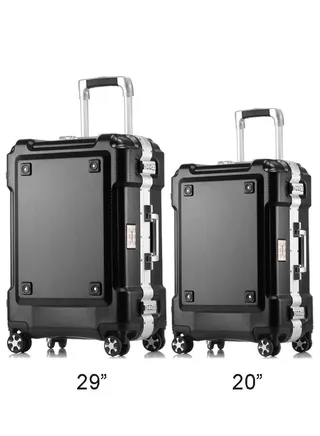 Set of 2 Premium Expandable Aluminum Frame ABS & PC Suitcase 20 Inch And 29 Inch 