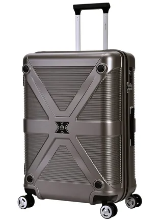 Hard Case Travel Bag Large Luggage Trolley Polycarbonate Lightweight Suitcase 4 Quiet Double Spinner Wheels With Tsa Lock KJ97 Gold Grey 