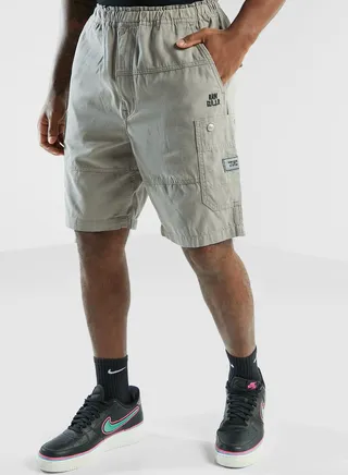 Washed Canvas Cargo Shorts