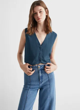 Youth Button Detail Vest Coat 