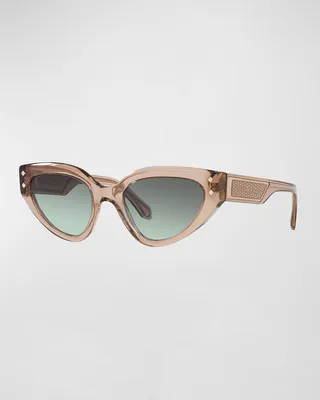 Tonal Logo Acetate & Plastic Cat-Eye Sunglasses