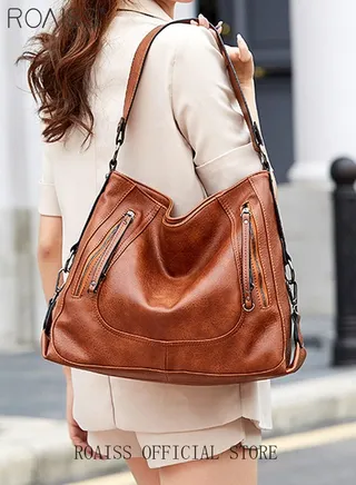 Large Crossbody Bags Ladies Shoulder Handbags Purse Set for Women Hobo Totes PU Leather Purses and Handbags Shoulder Bag Vegan Leather Tote Brown 