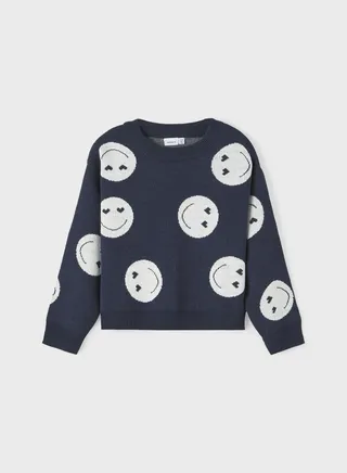 Kids Knitted Smile Print Sweater 