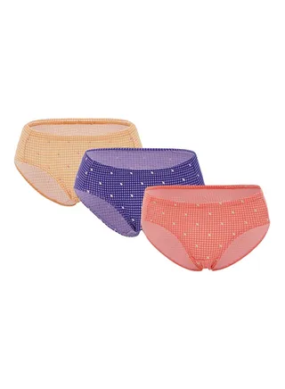 Pack Of 3 Printed Cotton Briefs BYL7719 Light Yellow/Light Orange/Purple 