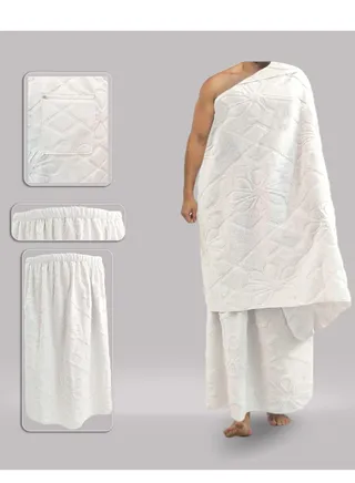 Ihram for men with tight elastic covers, 100% cotton, luxurious Egyptian manufacture 