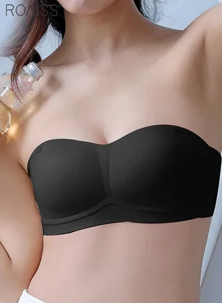 Women's Strapless Invisible Bra 2-Piece Detachable Shoulder Strap Thin Anti Slip Breathable Dress Bra 