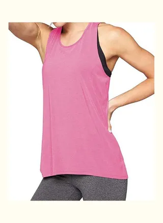 Sleeveless Raceback Back Crossing Loose Vest Sports T-shirt Pink 