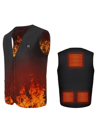 Lixada Heated Vest USB Electric Heating Vest Waistcoat Heated Clothing for Men and Women Black 