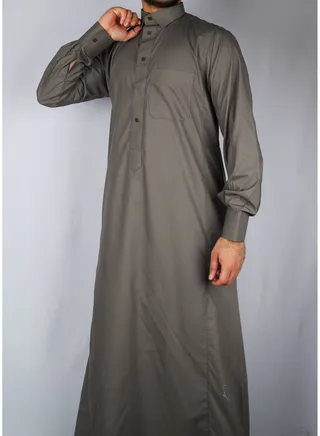 Gray Collared Neck Saudi Thobe (L) 