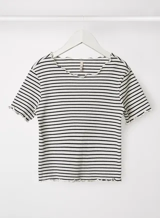 Teen Lettuce Hem Striped Top Night Sky 